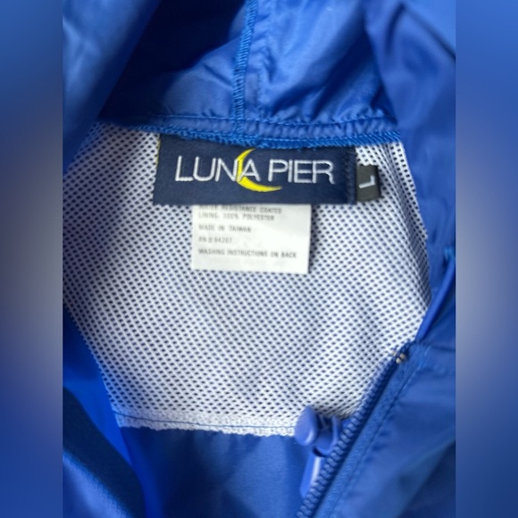 NWOT Luna Pier Blue Pullover Half Zip Hooded Windbreaker Jacket Men’s Sz Large - Picture 2 of 7